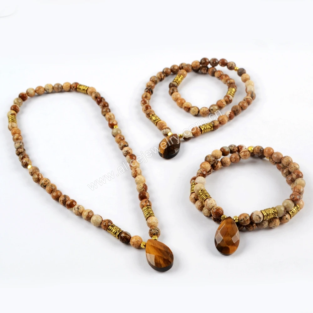 

Tiger Eye Stone Beads Bracelet Natural Stone Jasper Beads Double Layer Wrap Bracelets For Women Yoga Meditation Jewelry Gifts