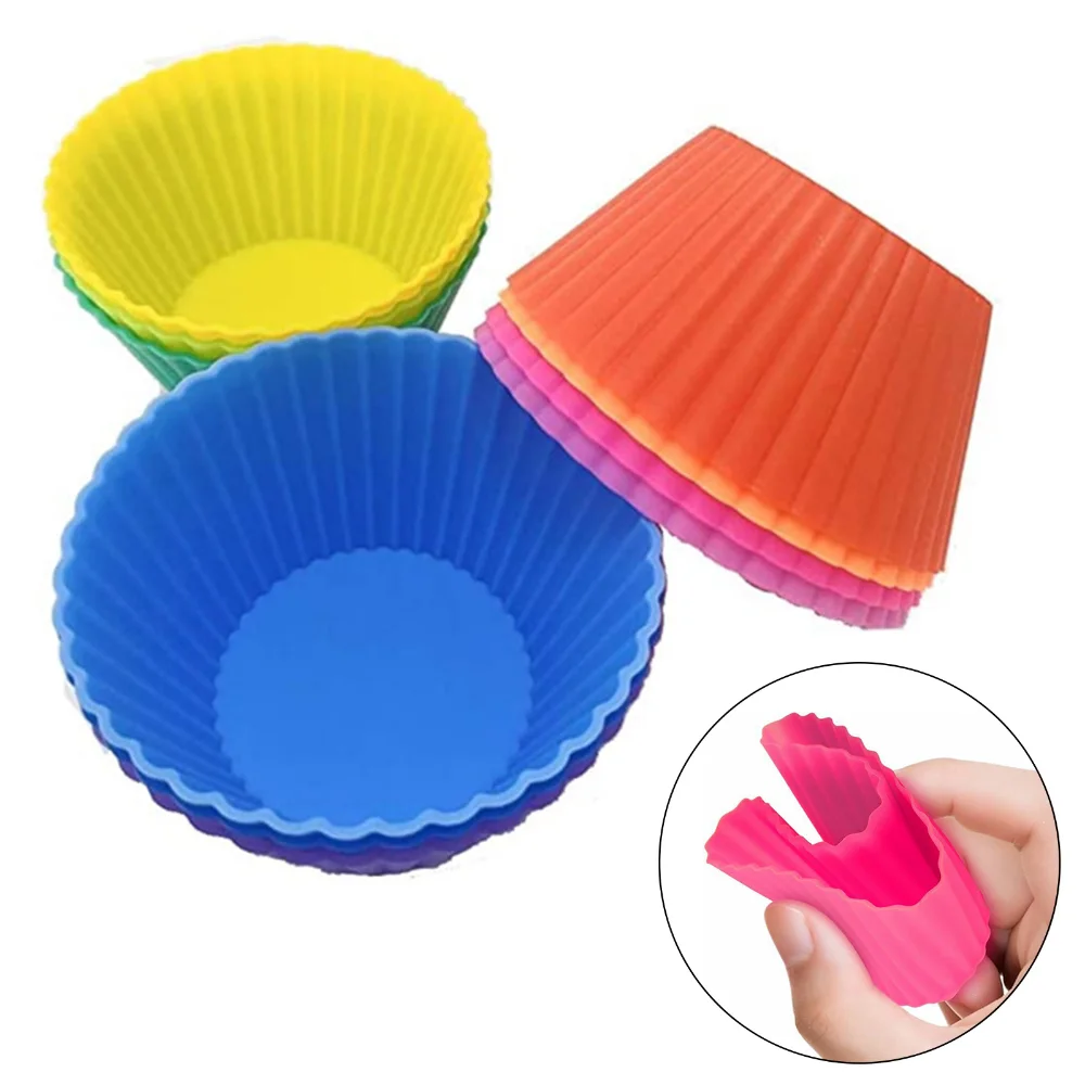 

12pcs Silicone Cake Mold Muffin Cupcake Baking Moulds Heat Resistant Reusable Kitchen Bakeware Molds Maker DIY Baking Tools