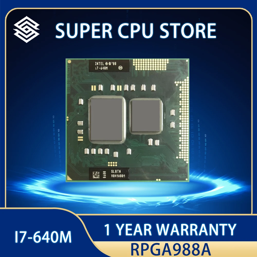 

Intel Core i7-640M i7 640M SLBTN Processor 4W 35W Socket G1 2.8 GHz Dual-Core Quad-Thread CPU / rPGA988A
