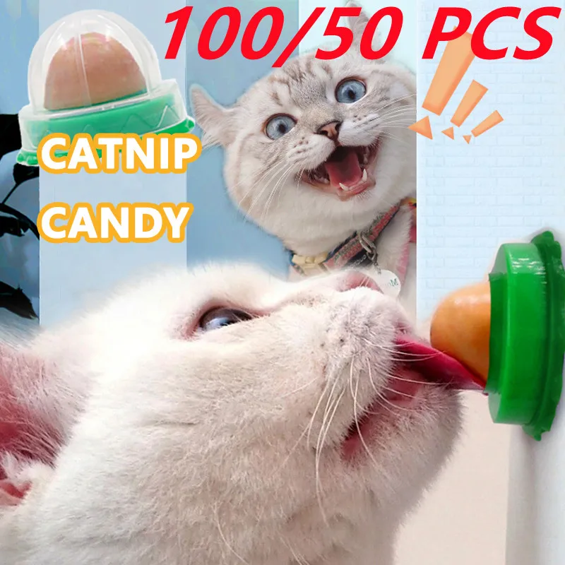 

100PCS/Set Cat Catnip Cat Toys Healthy Nutrition Cat Lollipop Cat Mint On The Wall Cat Energy Ball Candy Snacks Goods Cats