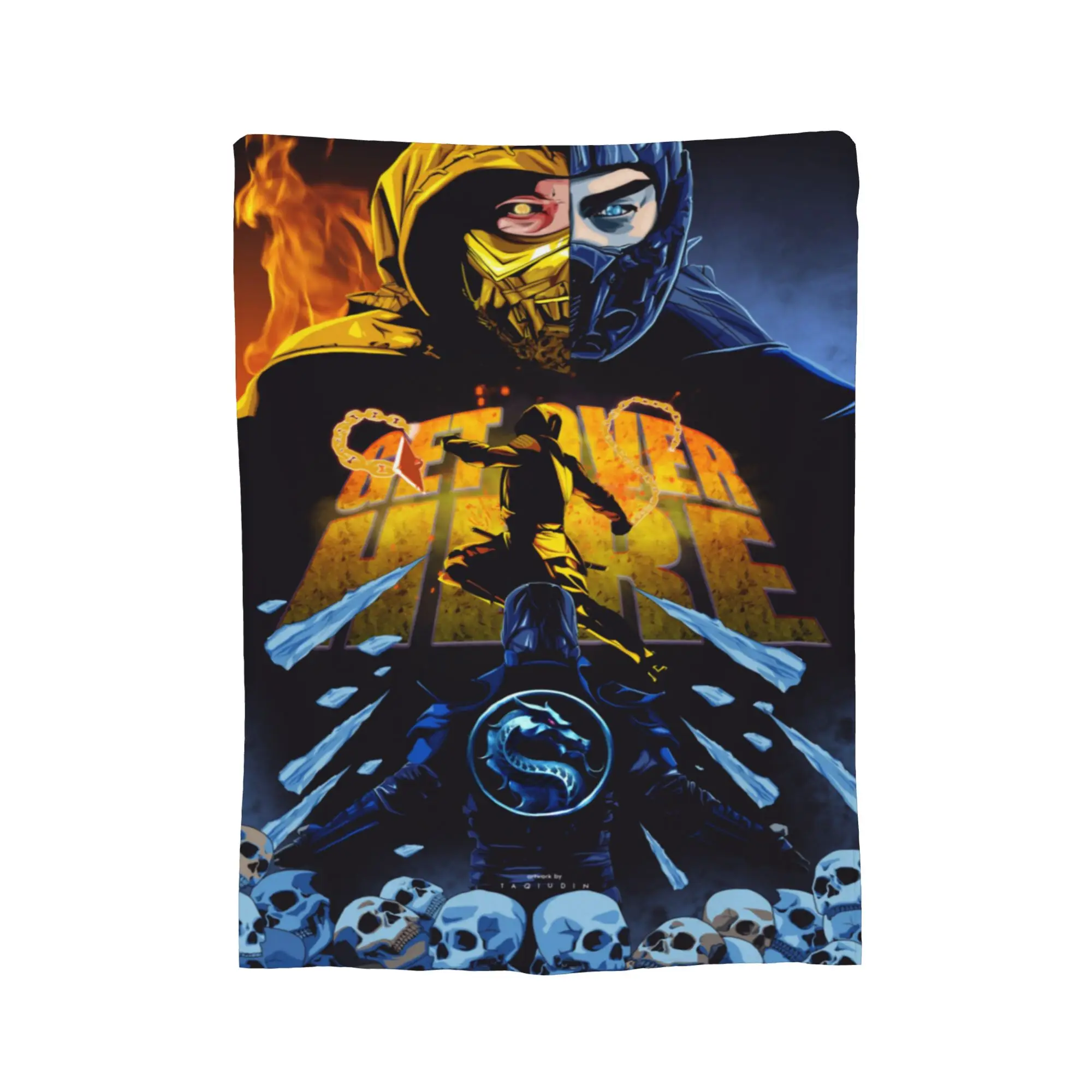 Фото Одеяло Scorpion VS Sub Zero из флиса Mortal Kombat MK11, дышащие одеяла для дивана, плюшевое тонкое одеяло для улицы №2