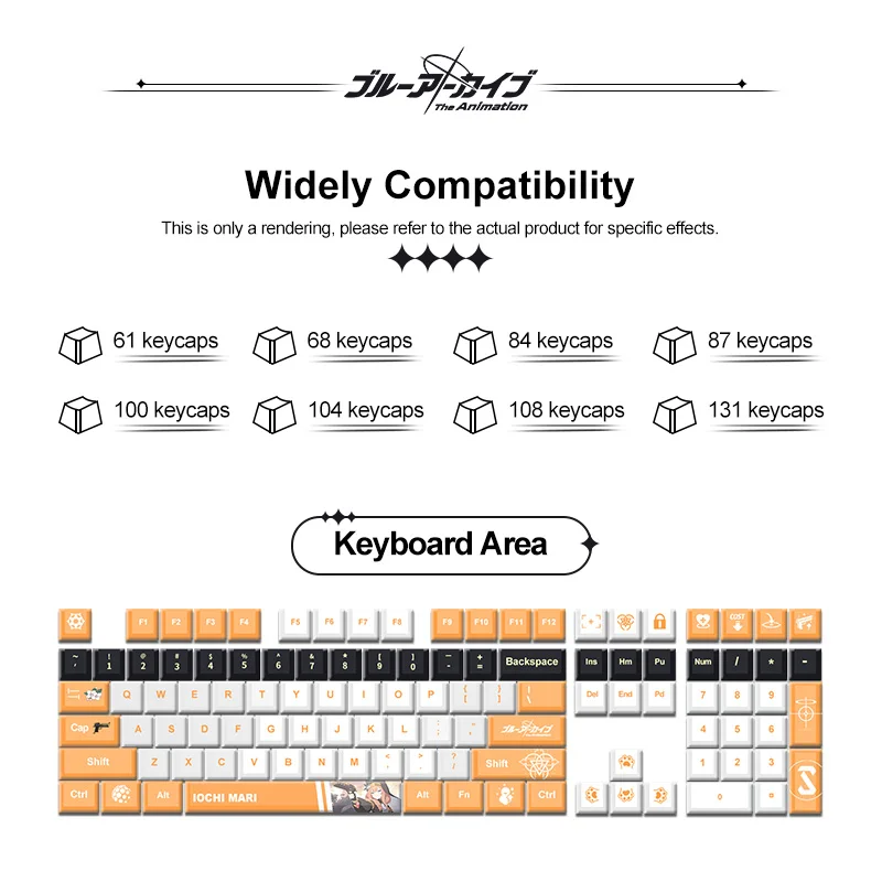 Колпачки для клавиш Blue Archive Orange 131 колпачки из ПБТ механическая клавиатура