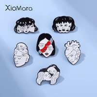 horror movies enamel pin divisive face organ heart ghtic punk brooches lapel badge jewelry gift for friend free shipping