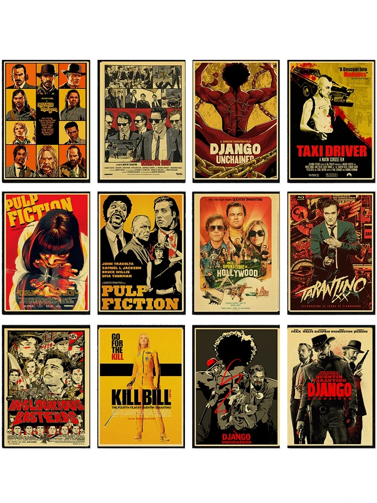 

Vintage Quentin Tarantino Movie Posters Pulp Fiction/Reservoir Dog/Inglourious Basterds Kraft Printing Wall Home Room Decor