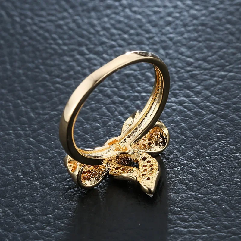 Модные кольца с бантом из циркона простые позолоченные обручальные для женщин