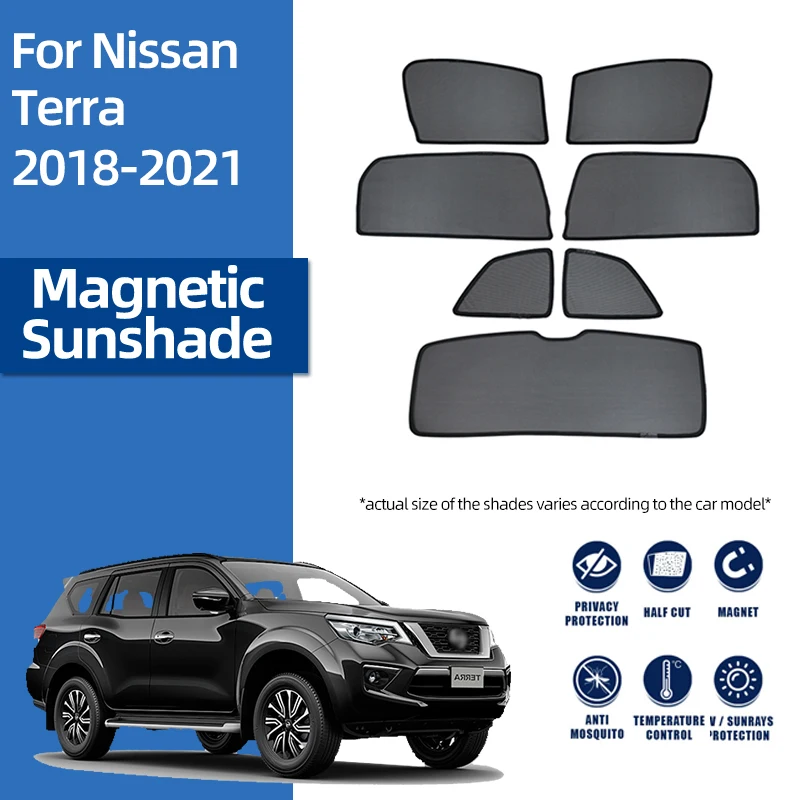 

For Nissan Terra 2018-2021 Front Windshield Car Sunshade Rear Side Window Blind Sun Shade Magnetic Interior Visor Mesh Curtain