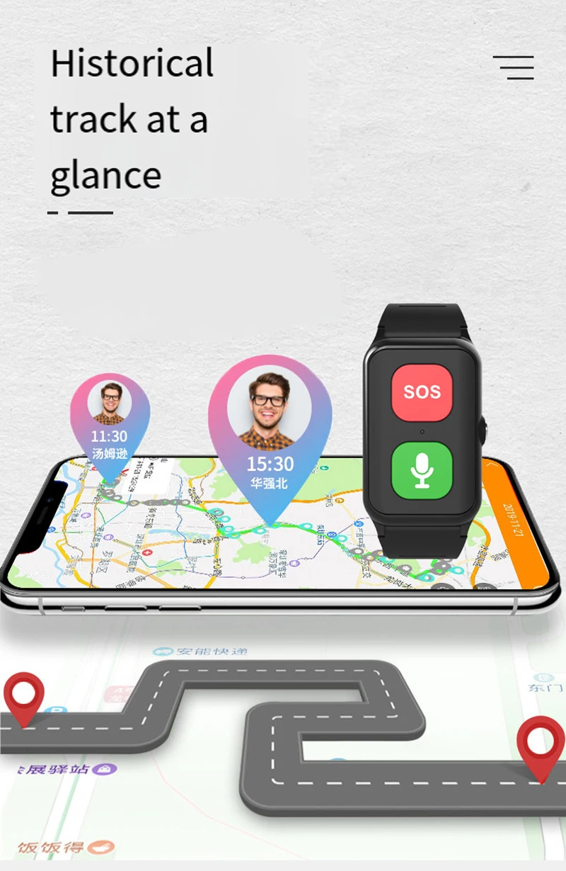 Смарт-часы для пожилых людей 4G GPS-позиция умный браслет с измерением пульса и
