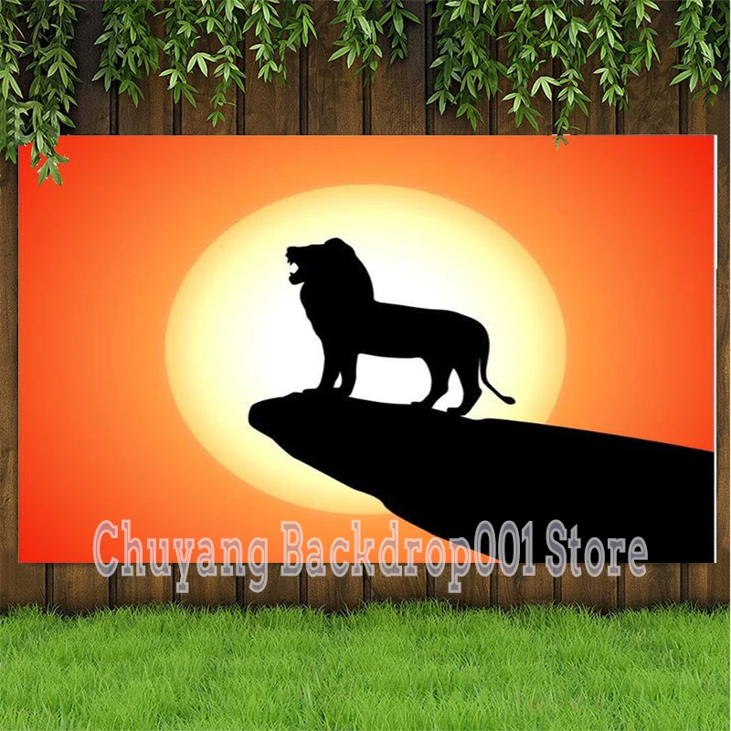

Disney Forest Lion king backdrop Happy Birthday Party Baby Shower Custom Photo Background Booths Studio Props Decor Banner