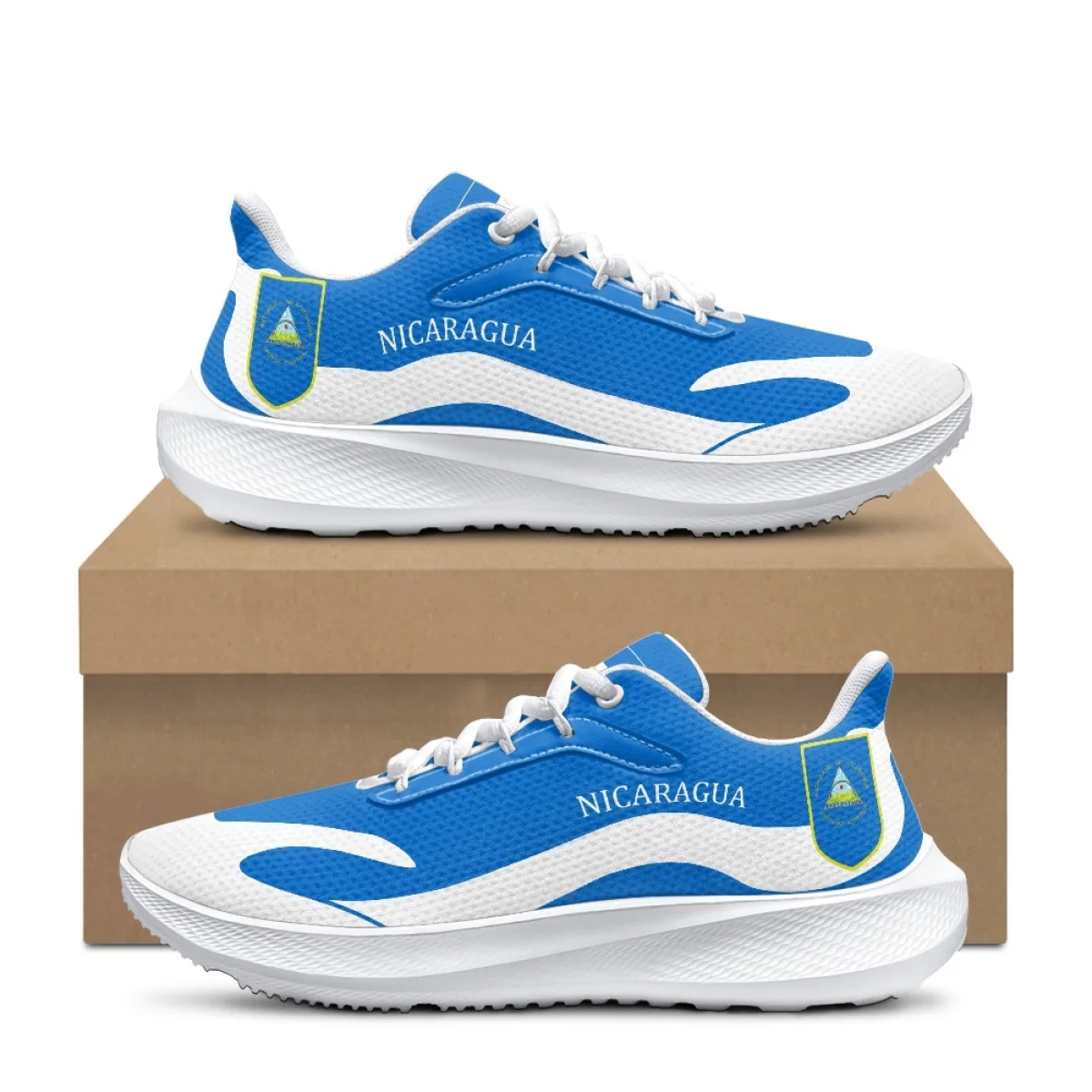 

Nicaragua Flag Pattern Design Brand White Sneakers Comfortable Lightweight Creative Shoes Women's Outdoor Travel Casual Footwear
