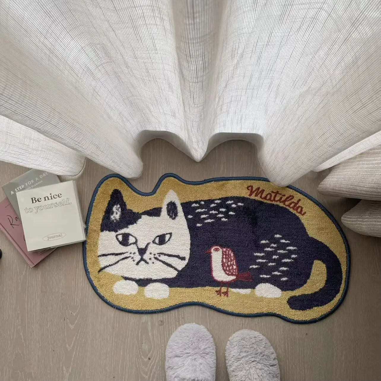 

Japanese Cat Soft Non-slip Bathroom Bedroom Home Floor Mat Small Carpet Cute Bedside Blanket Shaped Living Room