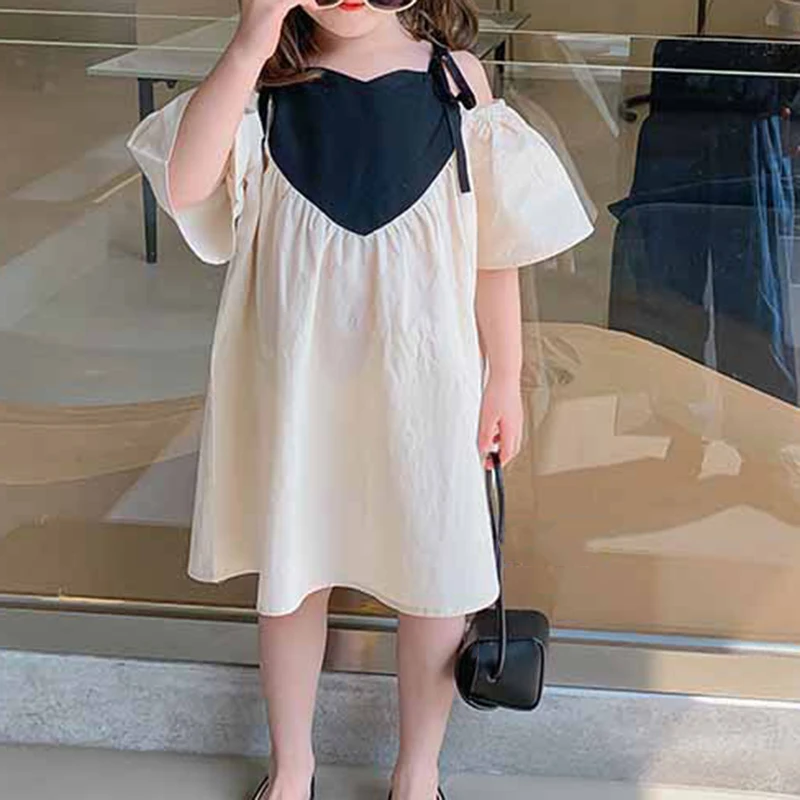 

2023 New Summer Patchwork Suspenders Casual Dress For Girl Clothes Kid Clothes Children Dress For 3-7Y