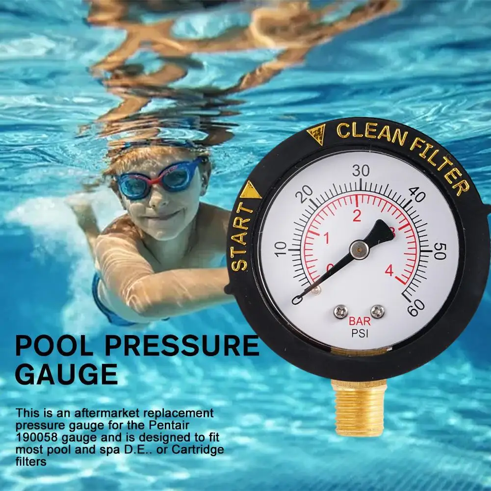 

0-60 PSI Mini Pressure Gauge Pool Spa Filter Water Pressure Measuring BSP 0-60PSI Cylinder Pressure ZG Sand NPT Gauge A8F6