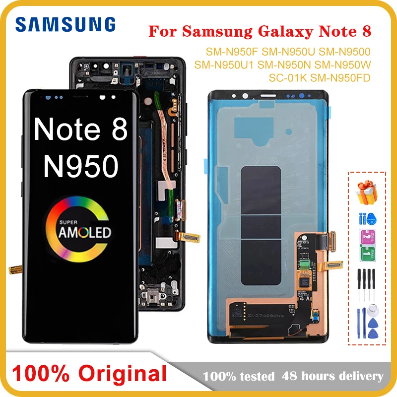 

6,3 ''оригинальный Super AMOLED для Samsung Galaxy Note 8 ЖК-дисплей с рамкой сенсорный экран для Note8 N950F N950FD Замена ЖК-дисплея