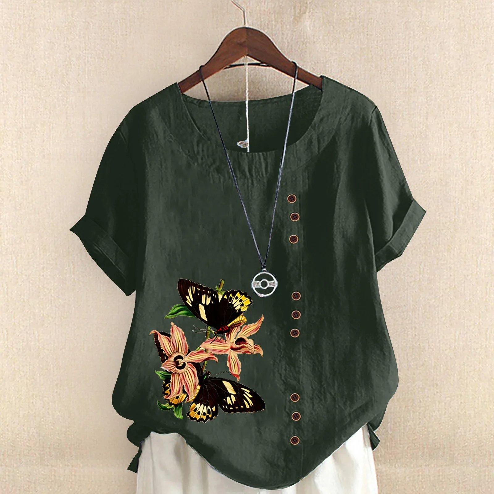 

Red Semi Formal Dresses for Women Women's Printed Round Neck Raglan Sleeve Hem Slit Outfits for Clubbing