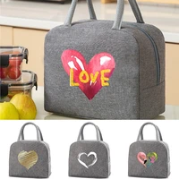 portable lunch bag insulated fresh cooler bag thermal food picnic convenient love print lunch bag for women girl children tote