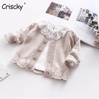 criscky korean style kids cardigan coat solid lace hollow out shirt casual cardigan summer autumn newborn baby coat