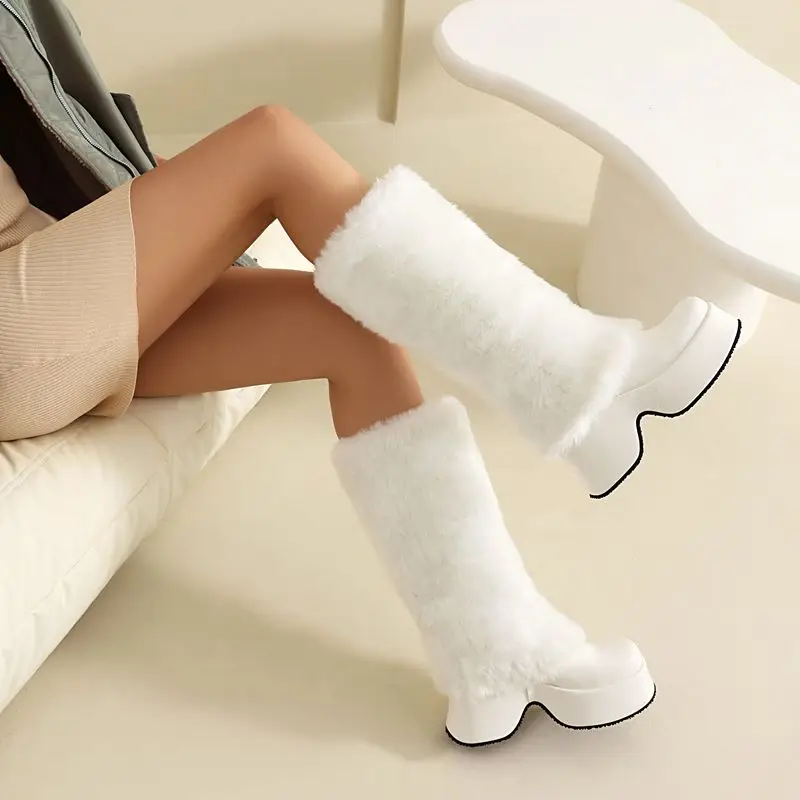 ORCHALISA Модные женские зимние ботинки с квадратным носком на массивном каблуке 8 см