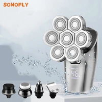 sonofly 5 in 1 usb head electric shaver multifunction nose ear hair trimmer floating 7 blade head shaving facial brush hm 1699x