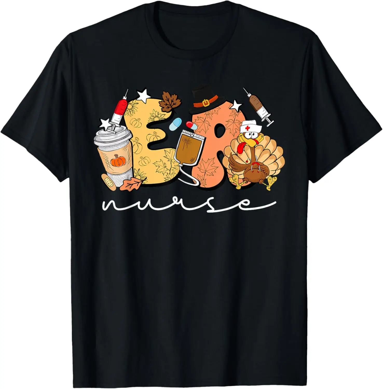 Футболка медсестры в стиле ретро на День благодарения ER Nurse Turkey для экстренной
