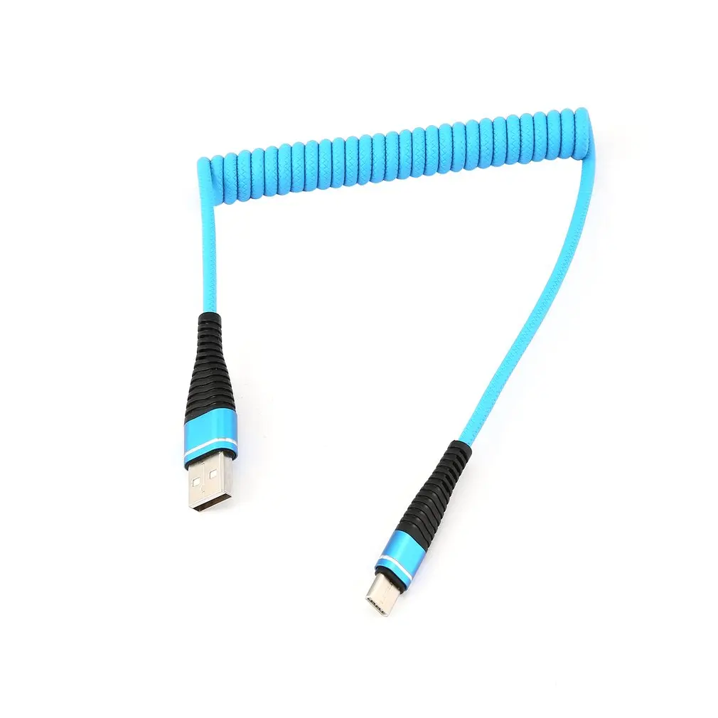 

USB-C Type C Cable stretched Coiled Spring Spiral Type-C Male Extension Cord Data Sync Charger Wire Charging Cable For Samsung
