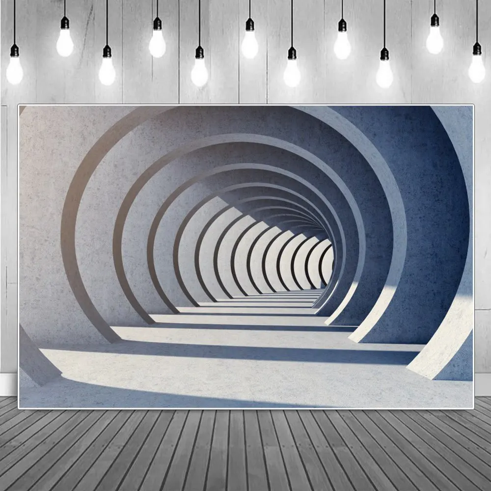 

Long Arch Hallway Corridor Photography Backdrops Geometry Cement City Building Photographic Backgrounds Portrait Accessory Props