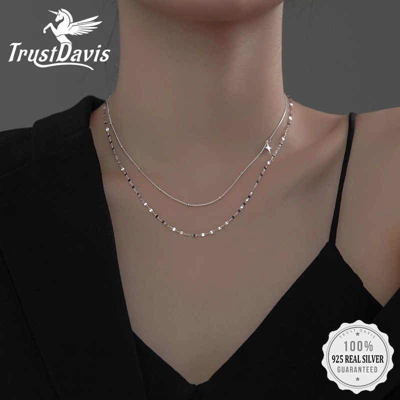 

Цепочка 925 серебром женская, двойной слой, со звездами, DG0074
