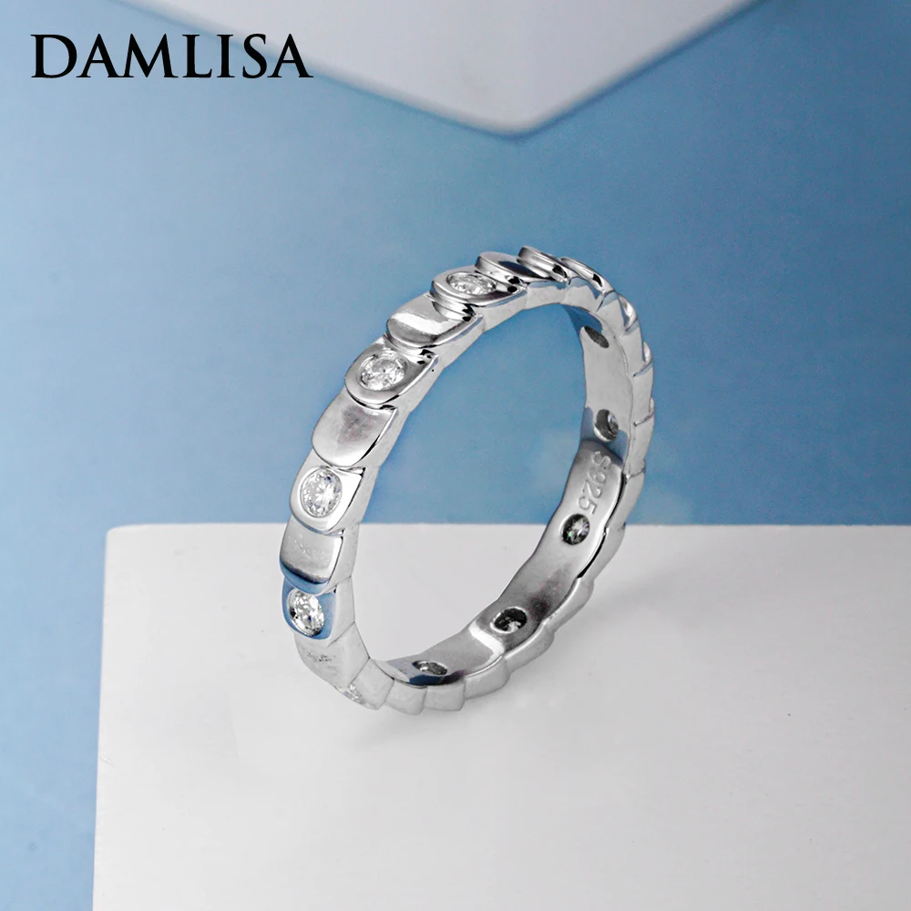 

DAMLISA Full Eternity Bands 2mm Moissanite Ring For Women 925 Sterling Silver All-Around Diamond Wedding Fine Jewelry Wholesale