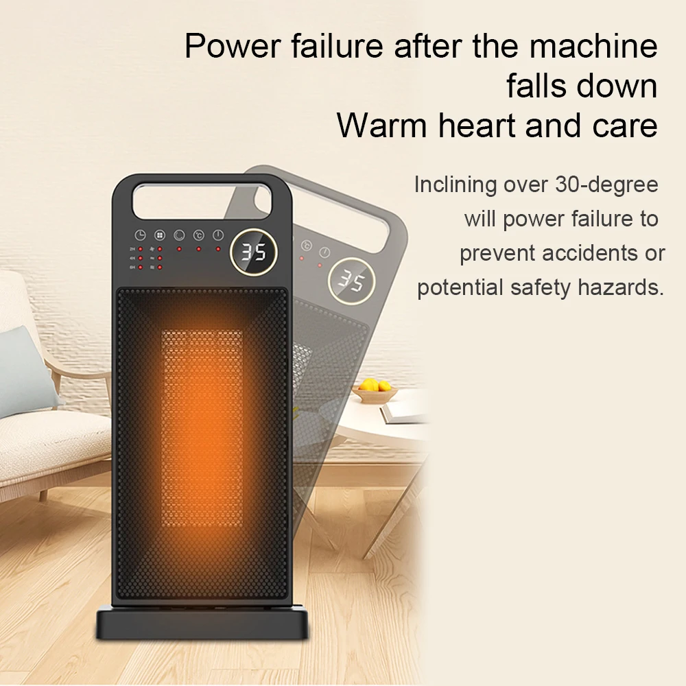 

2000W Electric PTC Heater Fan Remote Control Warming Fan Touch Screen Heater Household Vertical 120° Shaking Head Heat Warmer