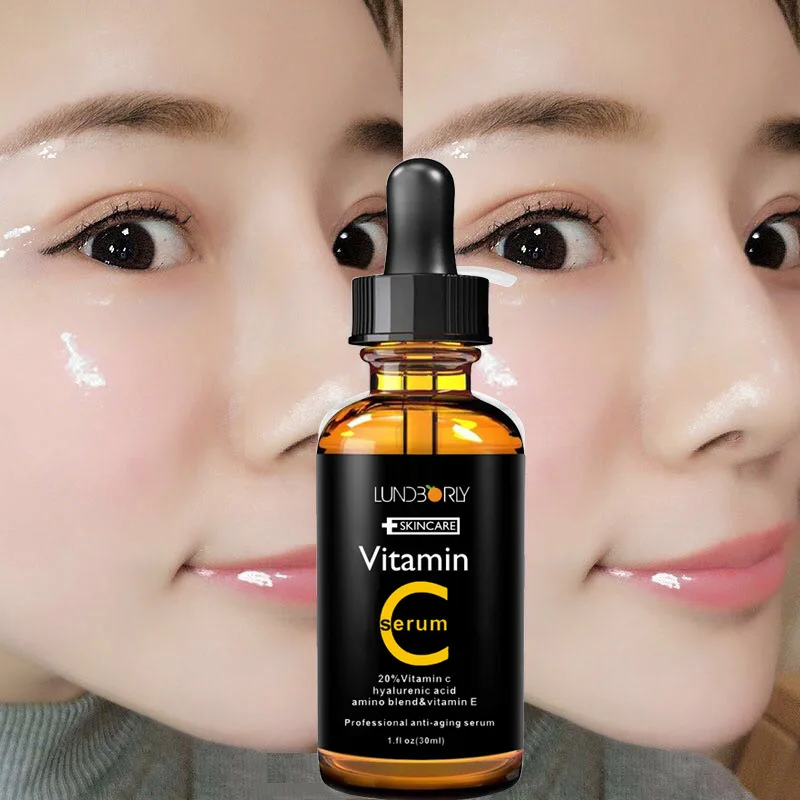 

60ml Vitamin C Facial Serum Whitening Brightening Moisturizing Improve Roughness Lighten Spots Hyaluronic Acid Facial Essence