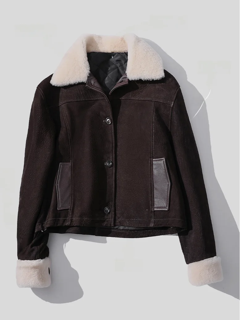 Версия RRL Purple Label Limited 80svtg Южноафриканская замшевая кожа Mernu с меховым воротником