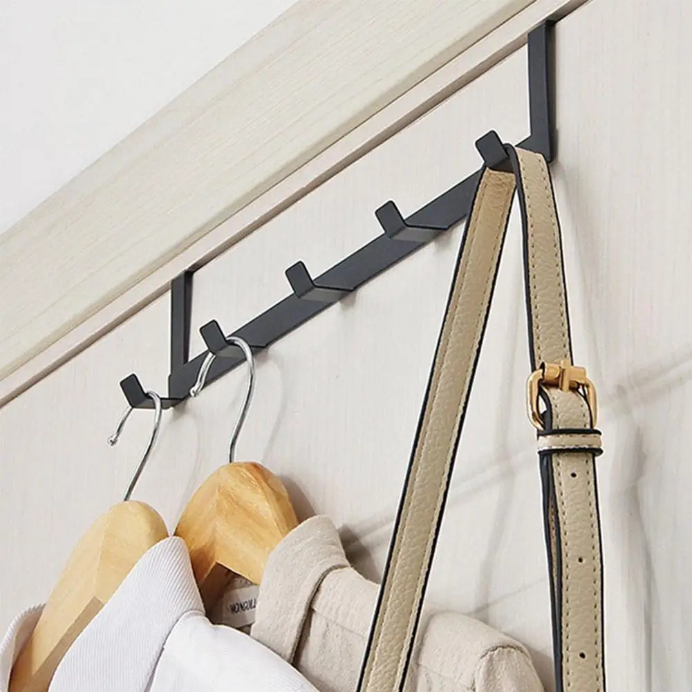 

Hooks Over The Door 5 Hooks Home Bathroom Organizer Clothes Coat Towel Hanger Kitchen Holder Bathroom Hat Rack Rack Accesso R2z7