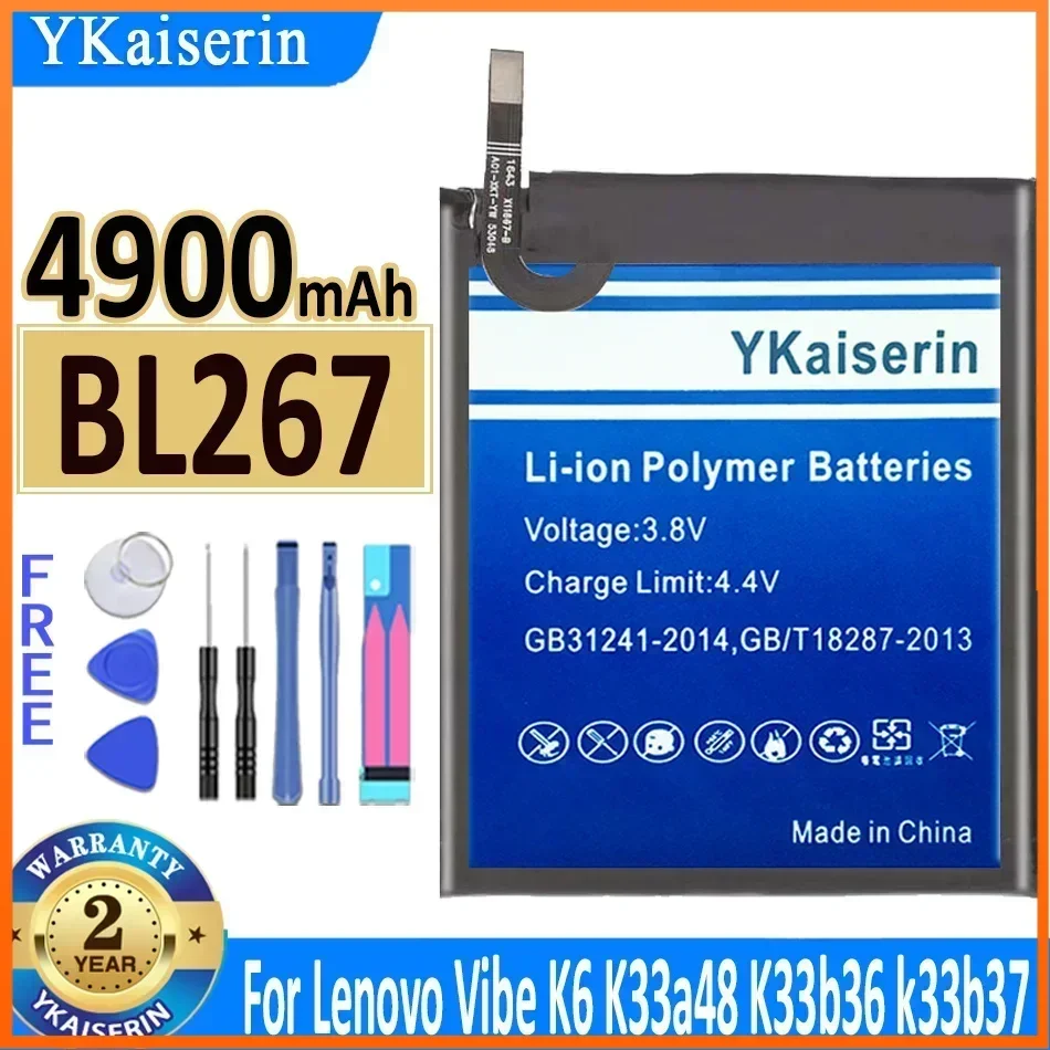 Аккумулятор YKaiserin BL272 BL267 для Lenovo Vibe K6 Power XT1662 K33A42 Akku K33a48 K33b36 K33b37 Bateria