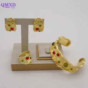 NEW Colorful Bracelet Earrings Ring Set For Women Jewelry sets Dubai Nigeria Crystal Wedding Jewelry Sets