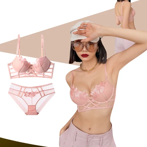 Victorias Secret Очень сексуальный кружевной комплект с бюстгальтером  пуш-ап на бретелях с сердечками, розовый 