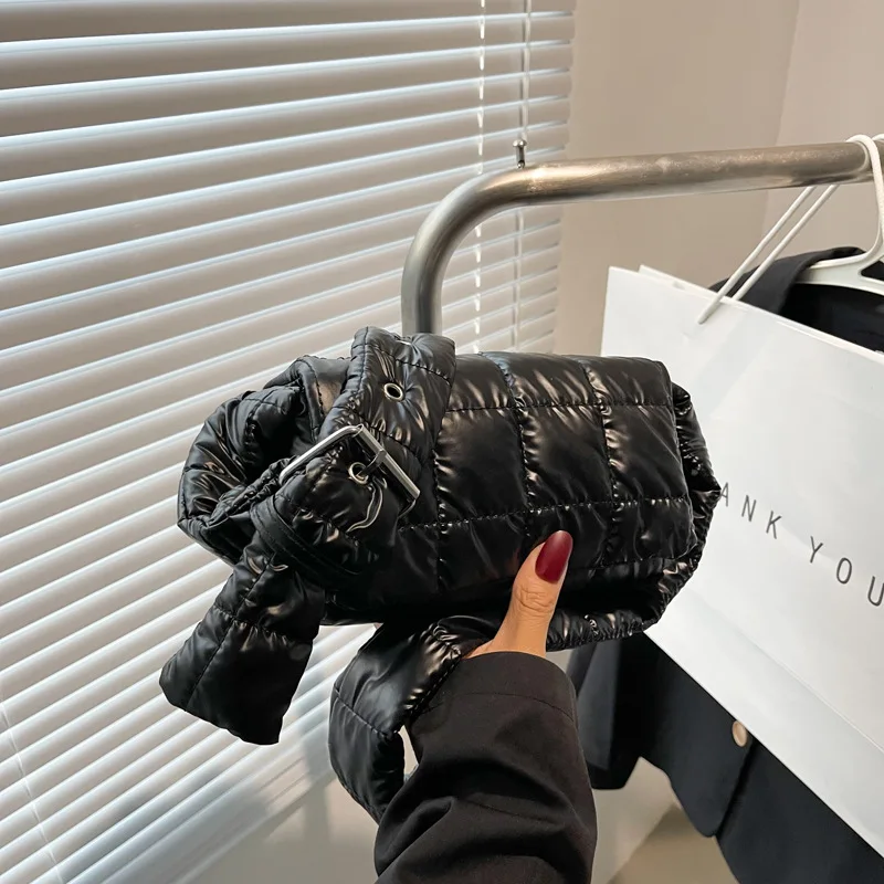 

Designer Cotton Padded Shoulder Bag Fashion Nylon Quilted Crossbody Bags for Women 2023 Space Phone Flap Purses and Handbags New
