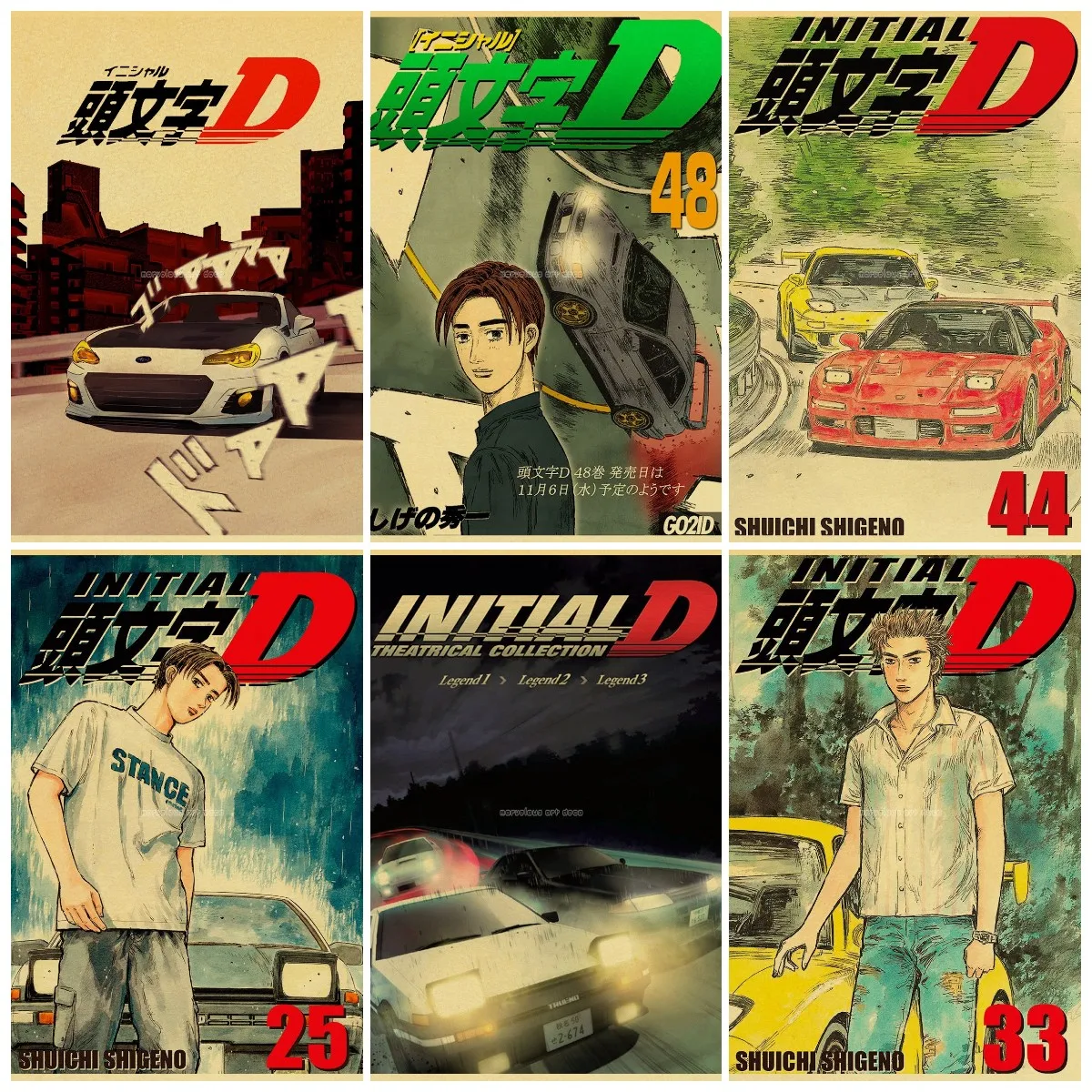 Аниме инициал D постер холст картина печатный плакат инициальная буква Дрифт