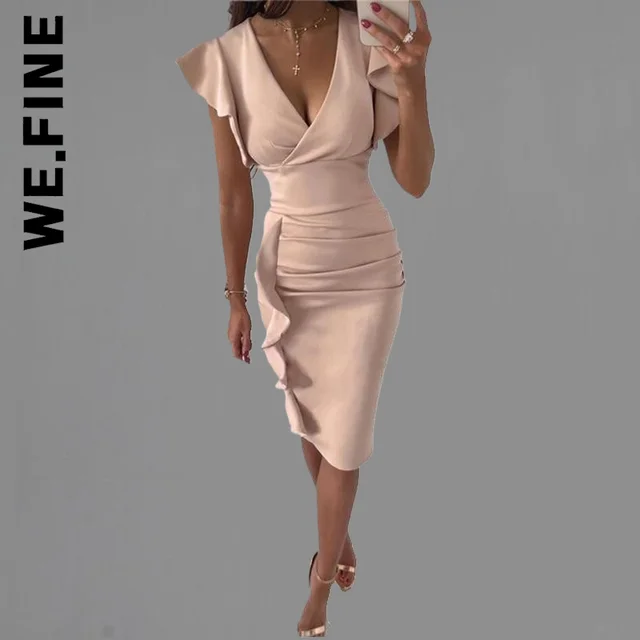 We.Fine Ruffle Short Sleeve Bodycon 