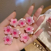 new pink cherry blossom clip for women cute side bangs clip mini clip flower hairpin hair accessories