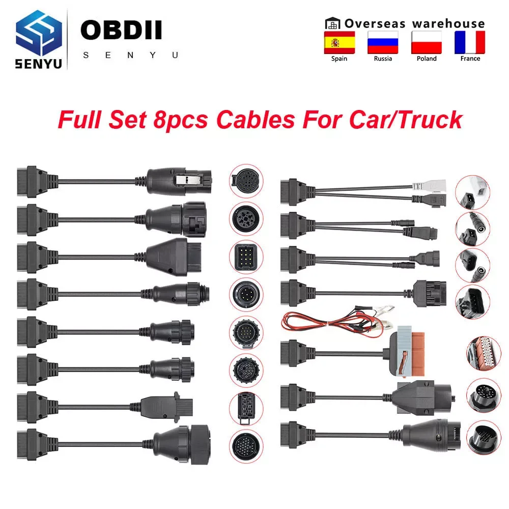 

Set 8 Truck Car Cables OBD OBD2 Connector Adapter Scanner For Scania For BMW OBD2 Car Diagnostic Auto Tool Multidiag Pro