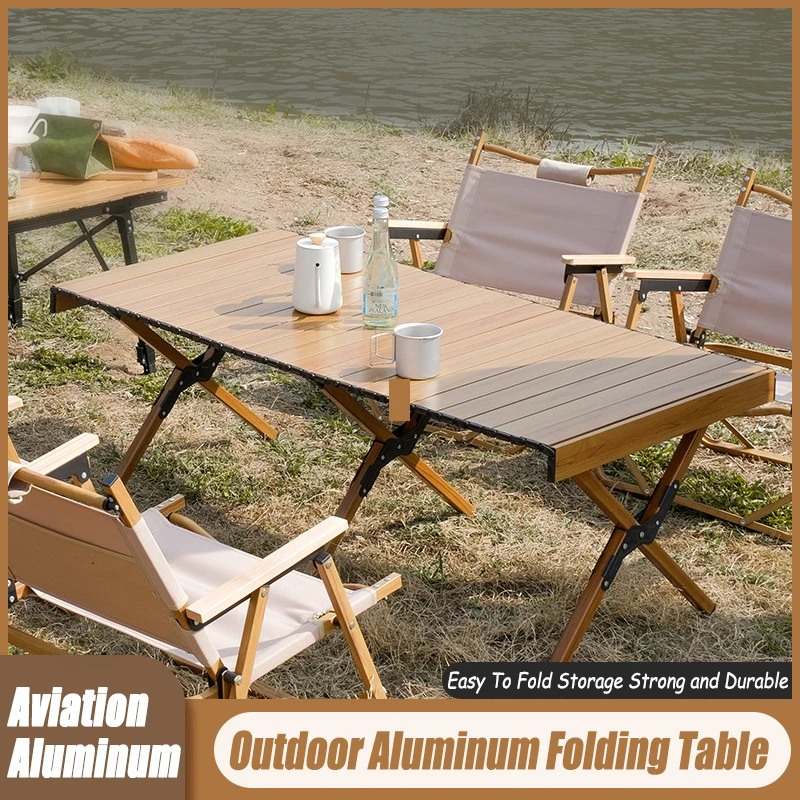 

Portable Camping Table Aluminum Alloy Folding Table Outdoor Camping Egg Roll Table For Camping BBQ Picnic Easy Use And Carry