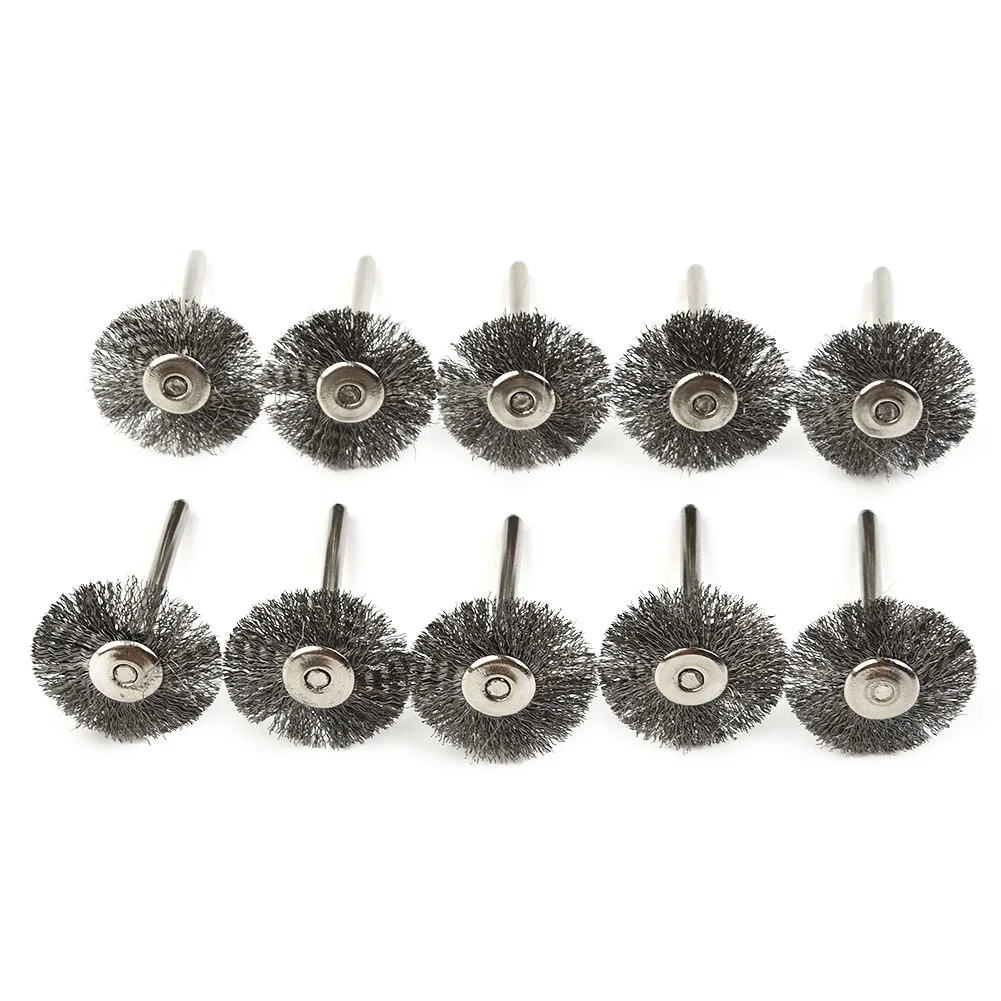 

10pcs 22mm Steel Brush Wire Wheel Brushes Die Grinder Rotary Tool Wheel Brush Kit 3.0mm Shank For Dremel Rotary Tool Accessories