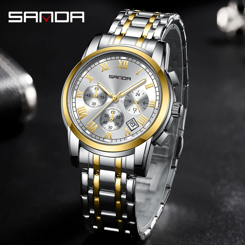 

Часы наручные SANDA Мужские кварцевые, брендовые Роскошные водонепроницаемые Модные деловые, 7003