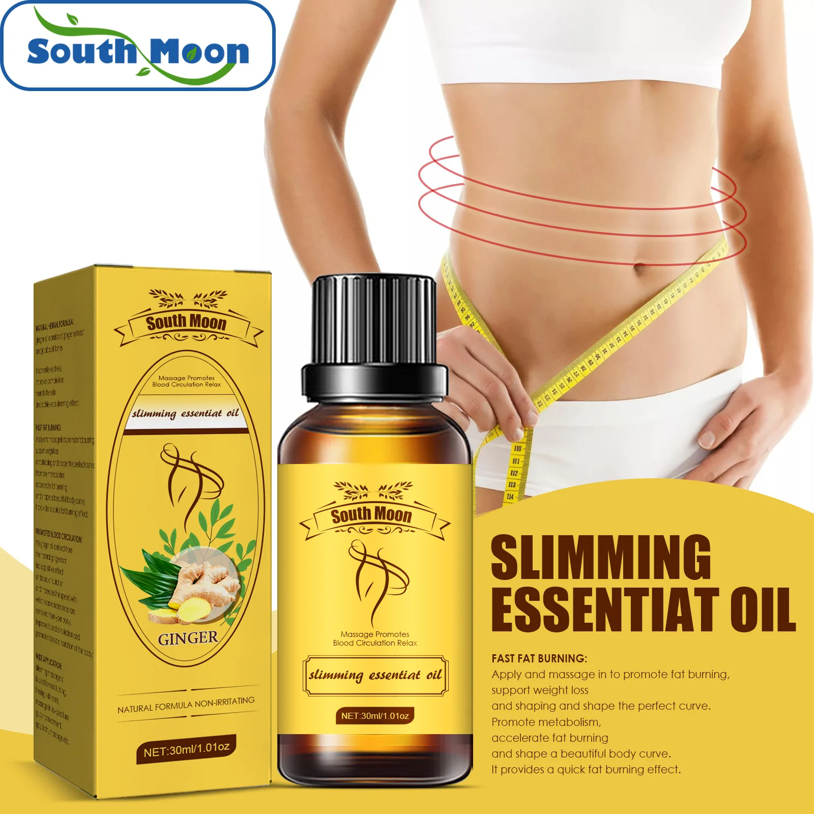 

Имбирь для скульптурирования тела, эфирное масло для массажа растений, экстренная температура, похудение, потеря веса, забота о здоровье, Пр...