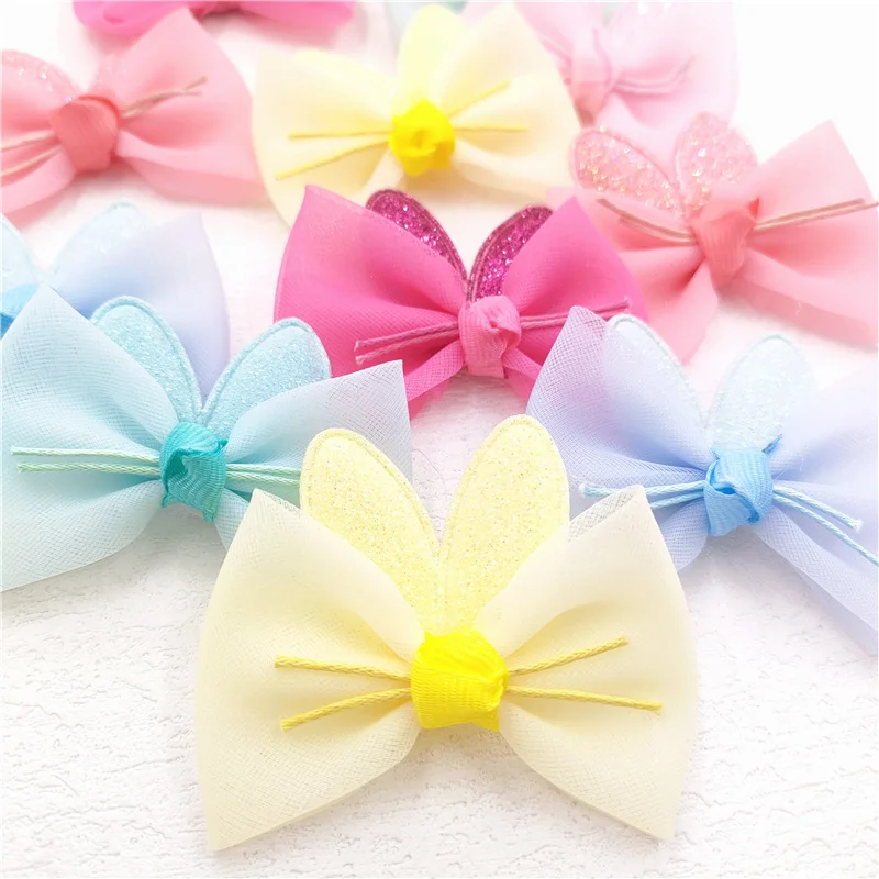 

20Pcs Mesh Bowknot Rabbit Ear Applique For DIY Baby Hair Clip Hat Headwear Crafts Patches Decor Ornament Clothing Accessories