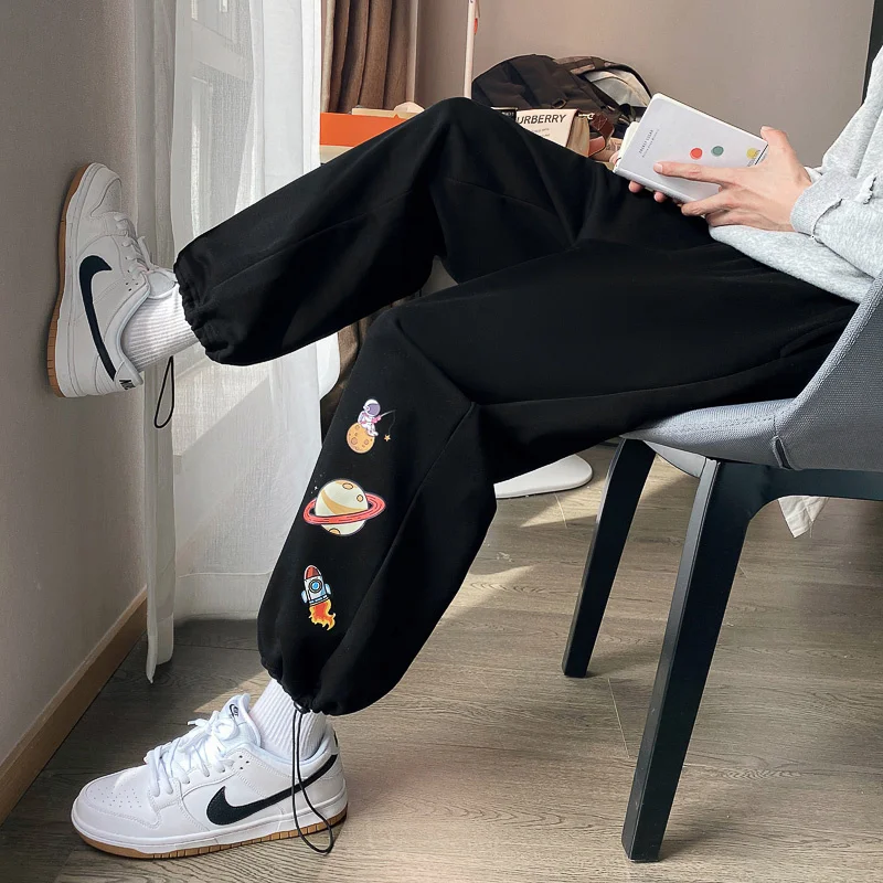 

Cartoon astronaut junior high school sports pants men's trend versatile oversize pants spring casual 9-point pants streetwear