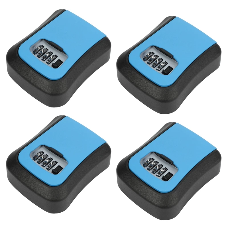 

4X Blue Password Key Lock Box Wall Mounted Zinc Alloy Key Box Weatherproof 4 Digit Combination Key Storage Lock Box