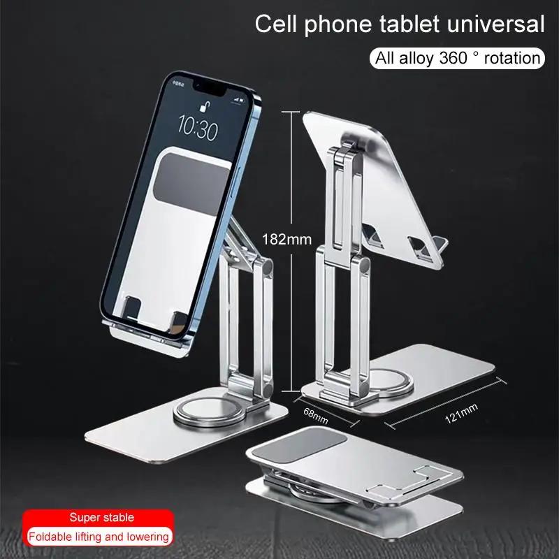 

Heightened 360° Rotating All Aluminum Alloy Phone Tablet Stand Desktop Tablet Live Streaming Online Course Multi Function