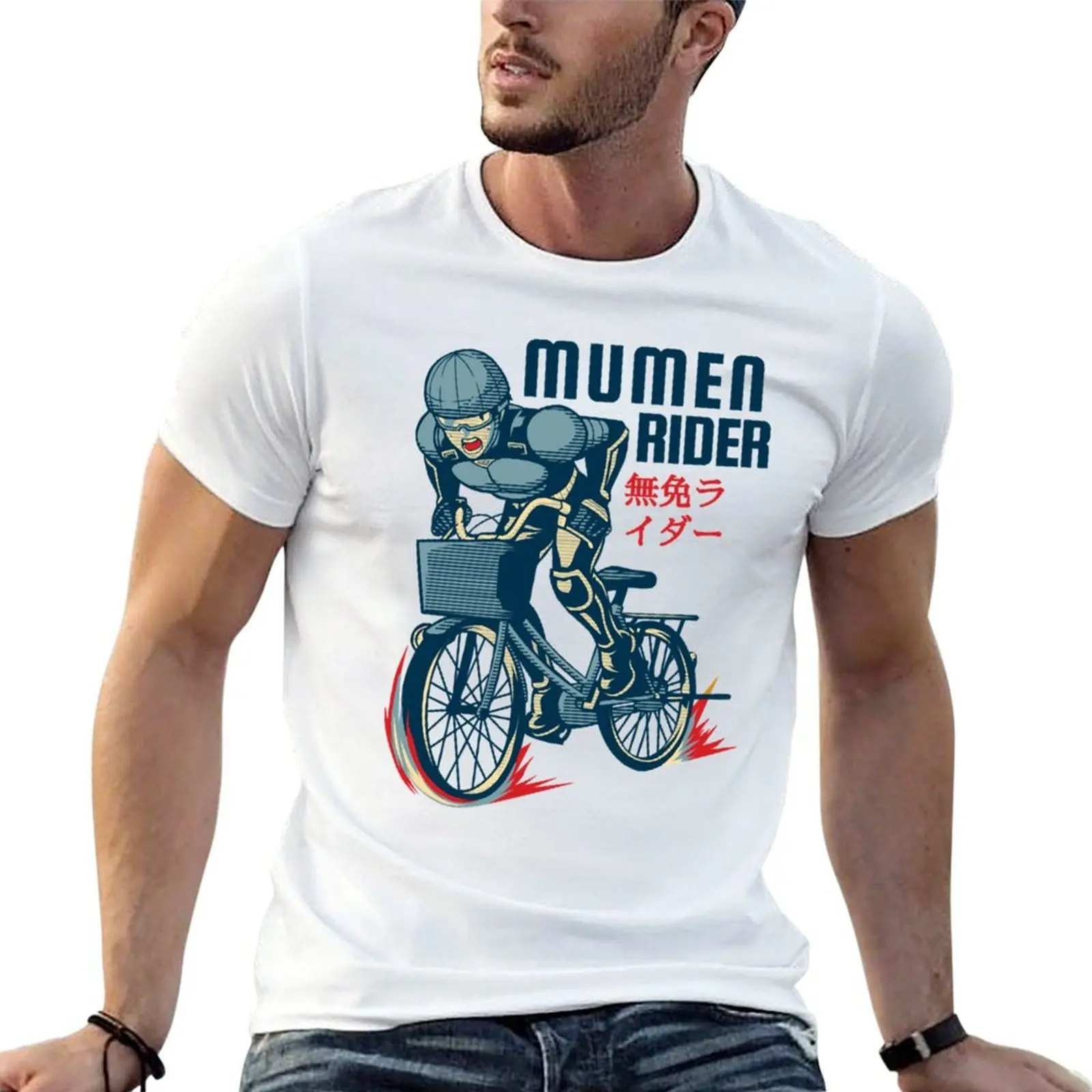 Фото Футболка MUMEN RIDER с коротким рукавом для фанатов манги, свободного кроя, больших размеров №1