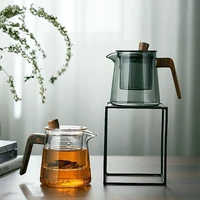 pinny high borosilicate glass teapot solid wood handle heat resistant portable tea pot kung fu tea service