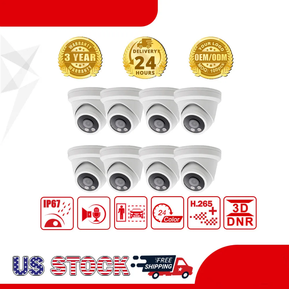 

Richsecu Security CCTV System HD Waterproof IP66 H65 Surveillance HIK Compatible Night Vision Motion Build In Mic POE IP Camera
